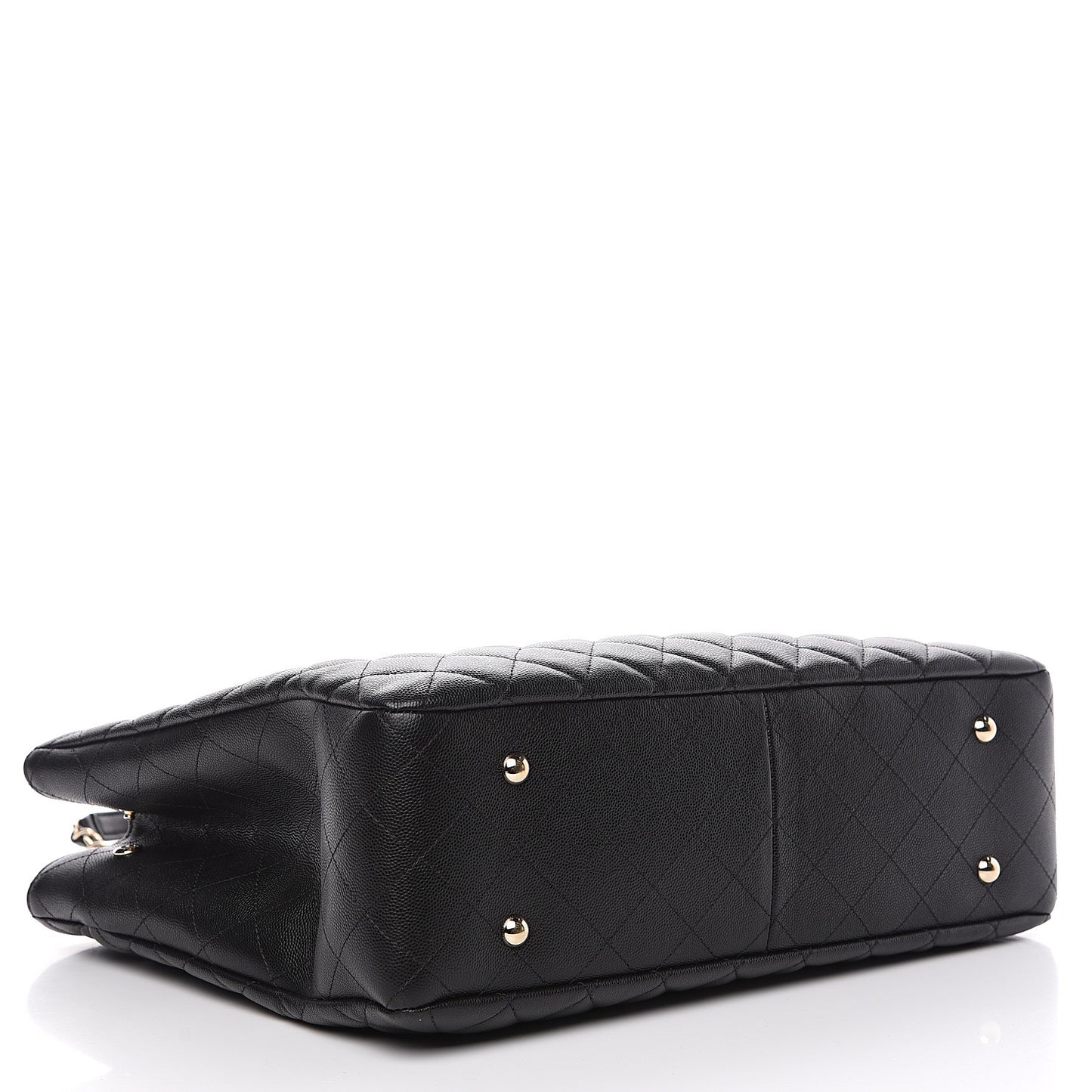 Caviar Quilted Large Shopping Tote Black
