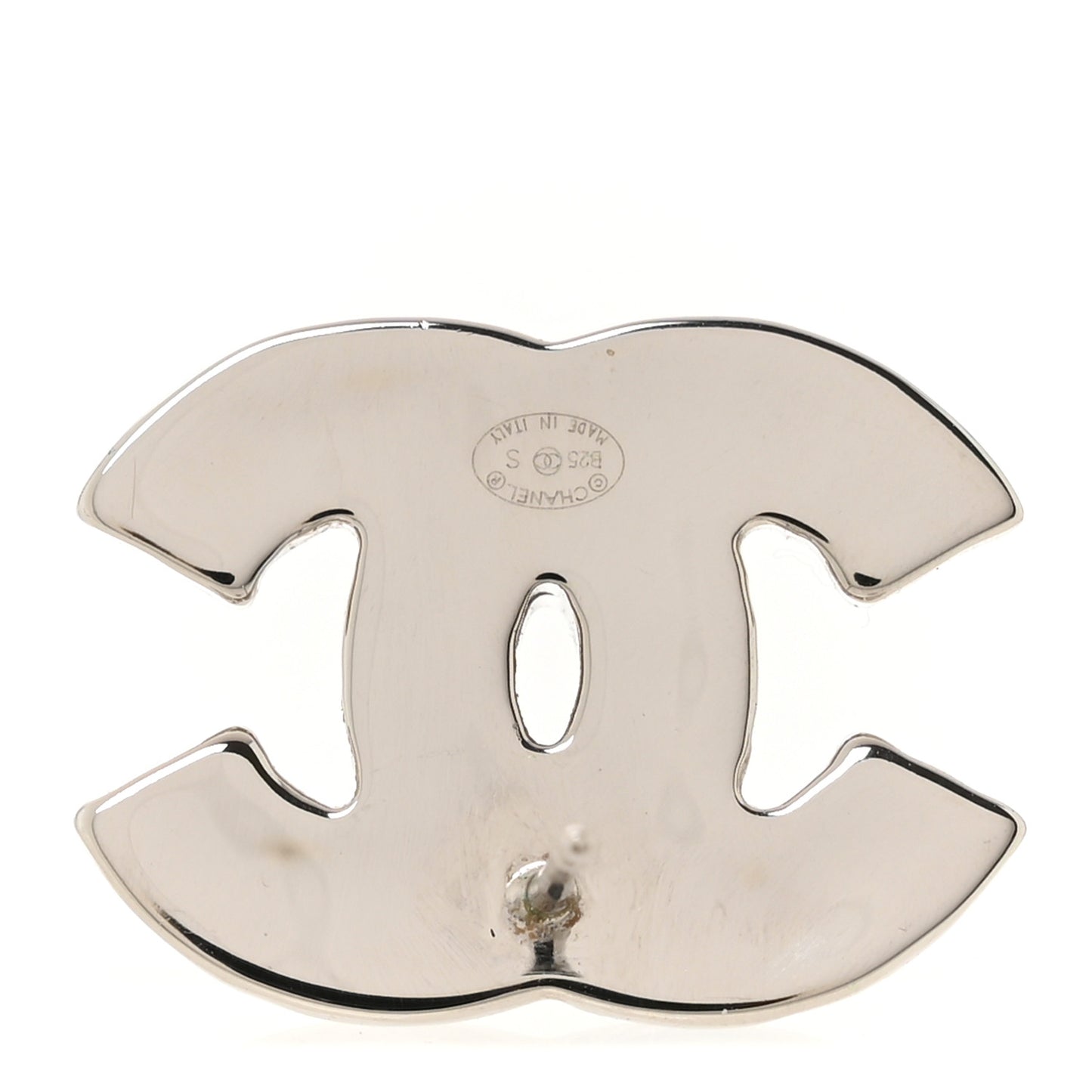 Metal Resin CC Earrings White Silver