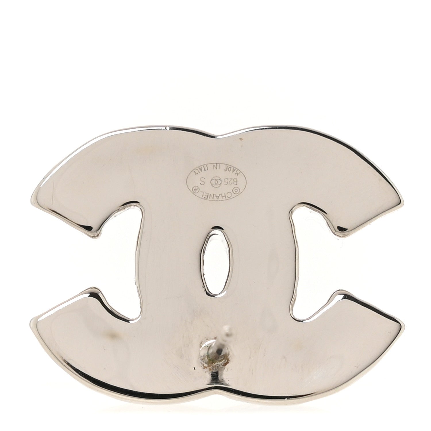 Chanel Metal Resin CC Earrings White Silver 4 of 5