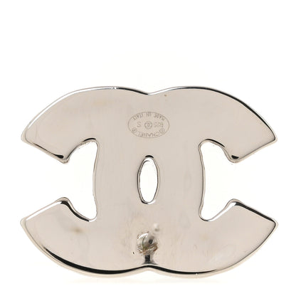 Chanel Metal Resin CC Earrings White Silver 4 of 5