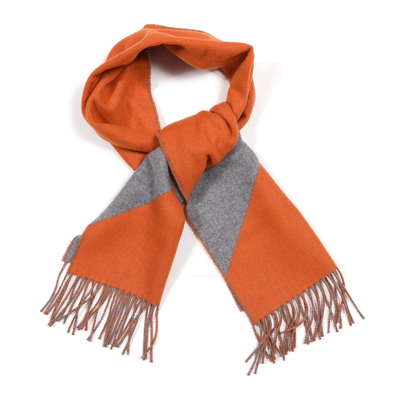 Hermes Cashmere Casaque Chevron Muffler Geranium Gris Flanelle 1 of 4