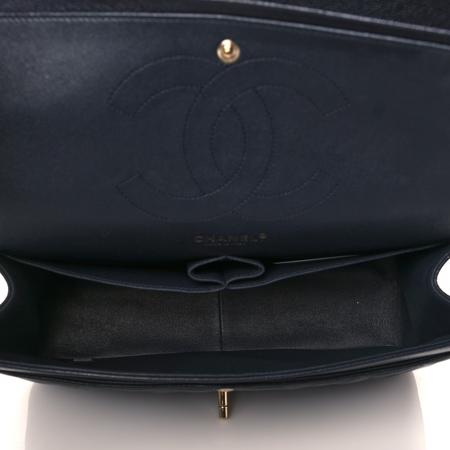 Chanel Caviar Quilted Jumbo Double Flap Navy Blue 5 of 10