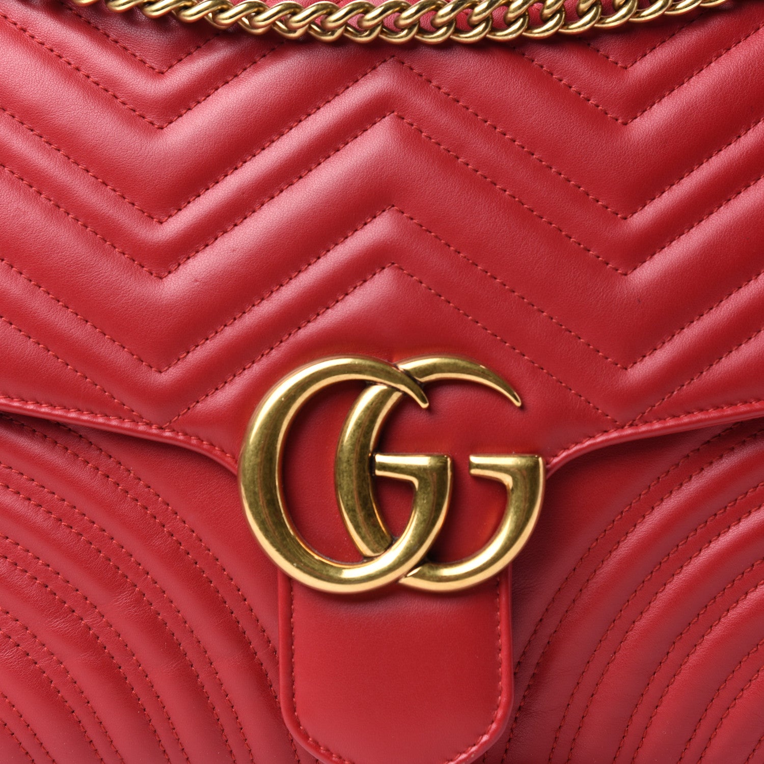 Gucci Calfskin Matelasse Large GG Marmont Shoulder Bag Hibiscus Red 10 of 10