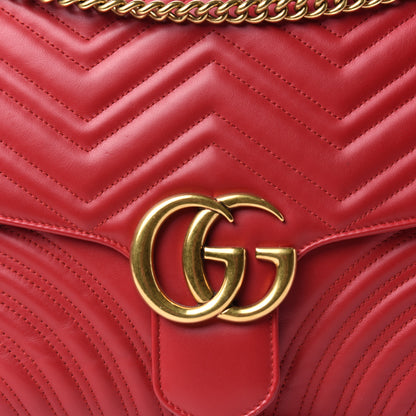 Gucci Calfskin Matelasse Large GG Marmont Shoulder Bag Hibiscus Red 10 of 10
