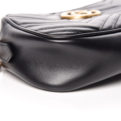 Gucci Calfskin Matelasse Small GG Marmont Chain Shoulder Bag Black 5 of 9