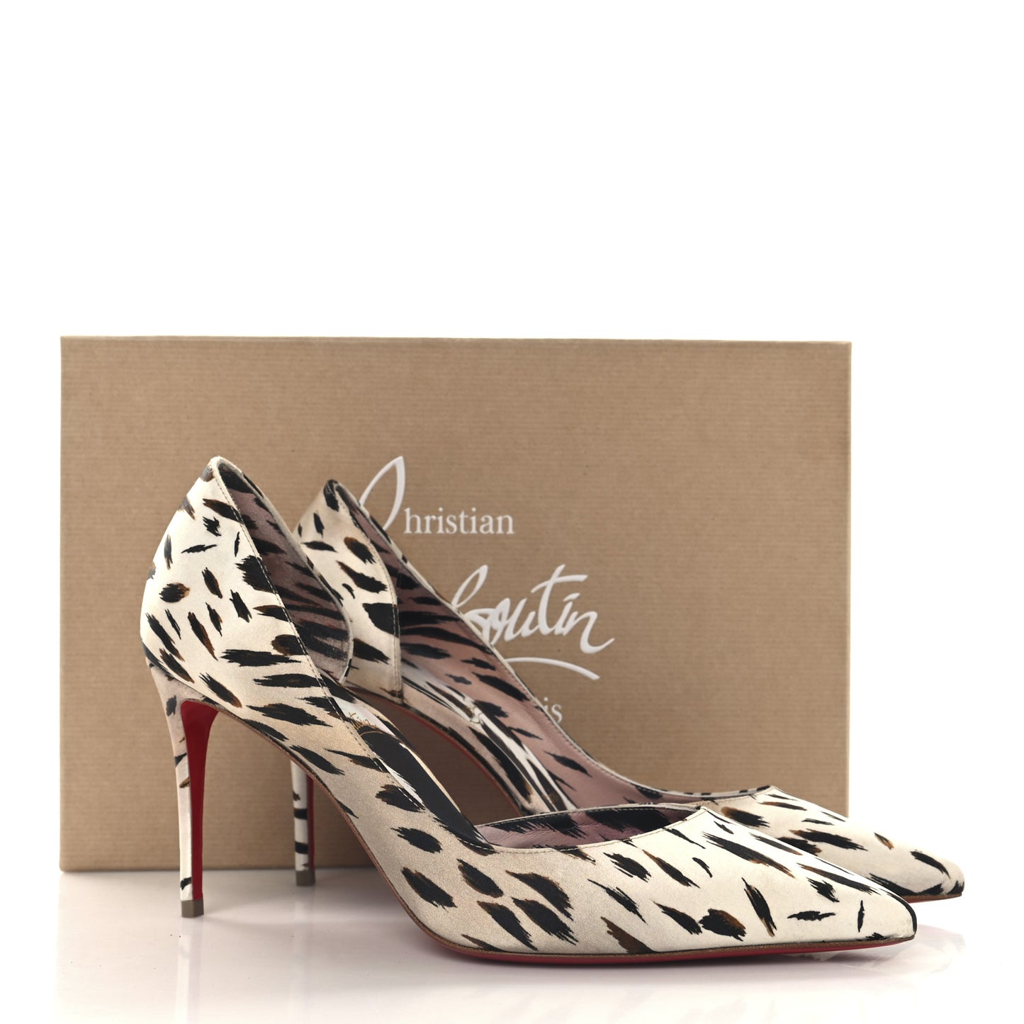 Crepe Satin Leopard Print Gigi Iriza 85 Pumps 39.5 Vintage Rose