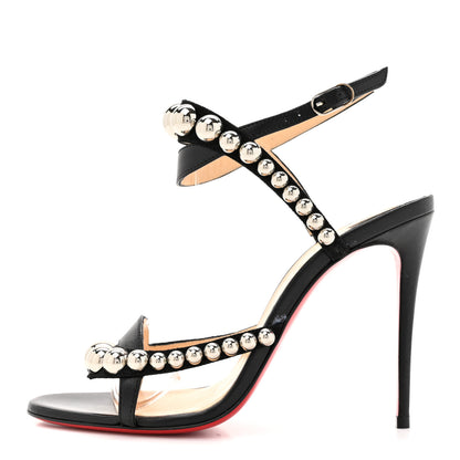 Christian Louboutin Shiny Nappa Suede Galeria 100 Sandals 36 Black Silver 1 of 11