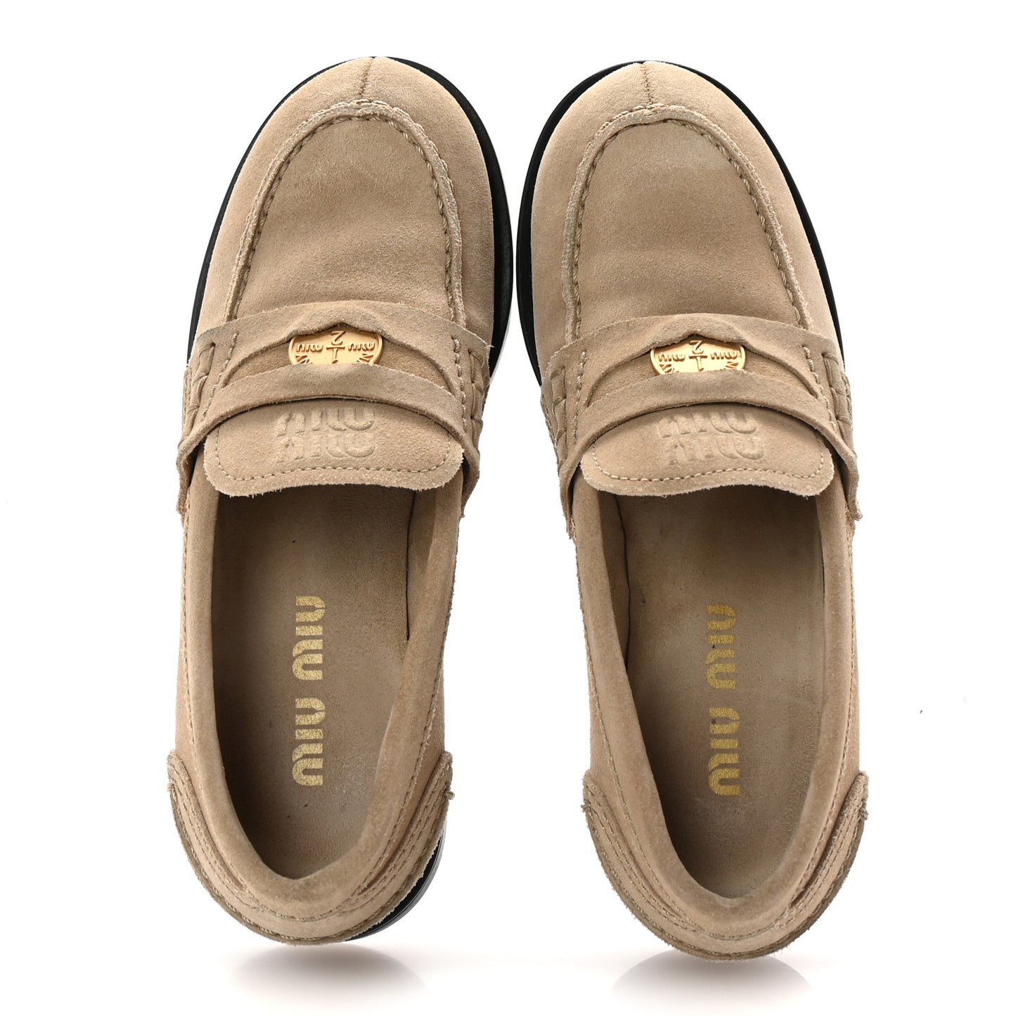 Suede Penny Loafers 36 Ecru