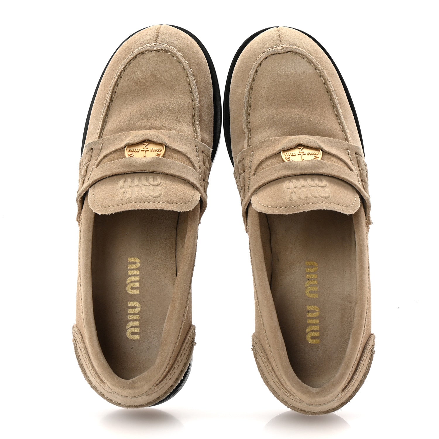 Miu Miu Suede Penny Loafers 36 Ecru 2 of 10