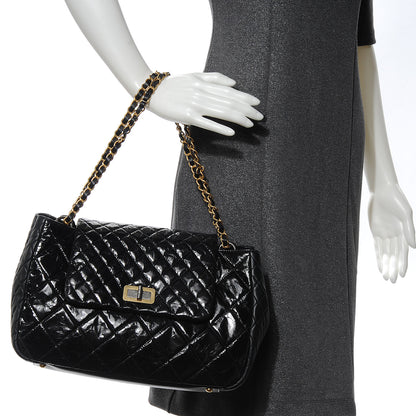 Chanel Glazed Crinkled Large East West Flap Black 2 of 8