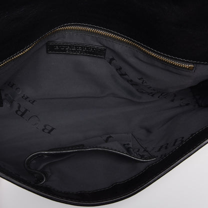 Burberry Prorsum Calfskin Cotton Woven Clutch Black Multi 9 of 10
