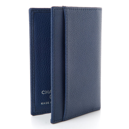 Chanel Grained Calfskin Brilliant Card Holder Blue 3 of 7