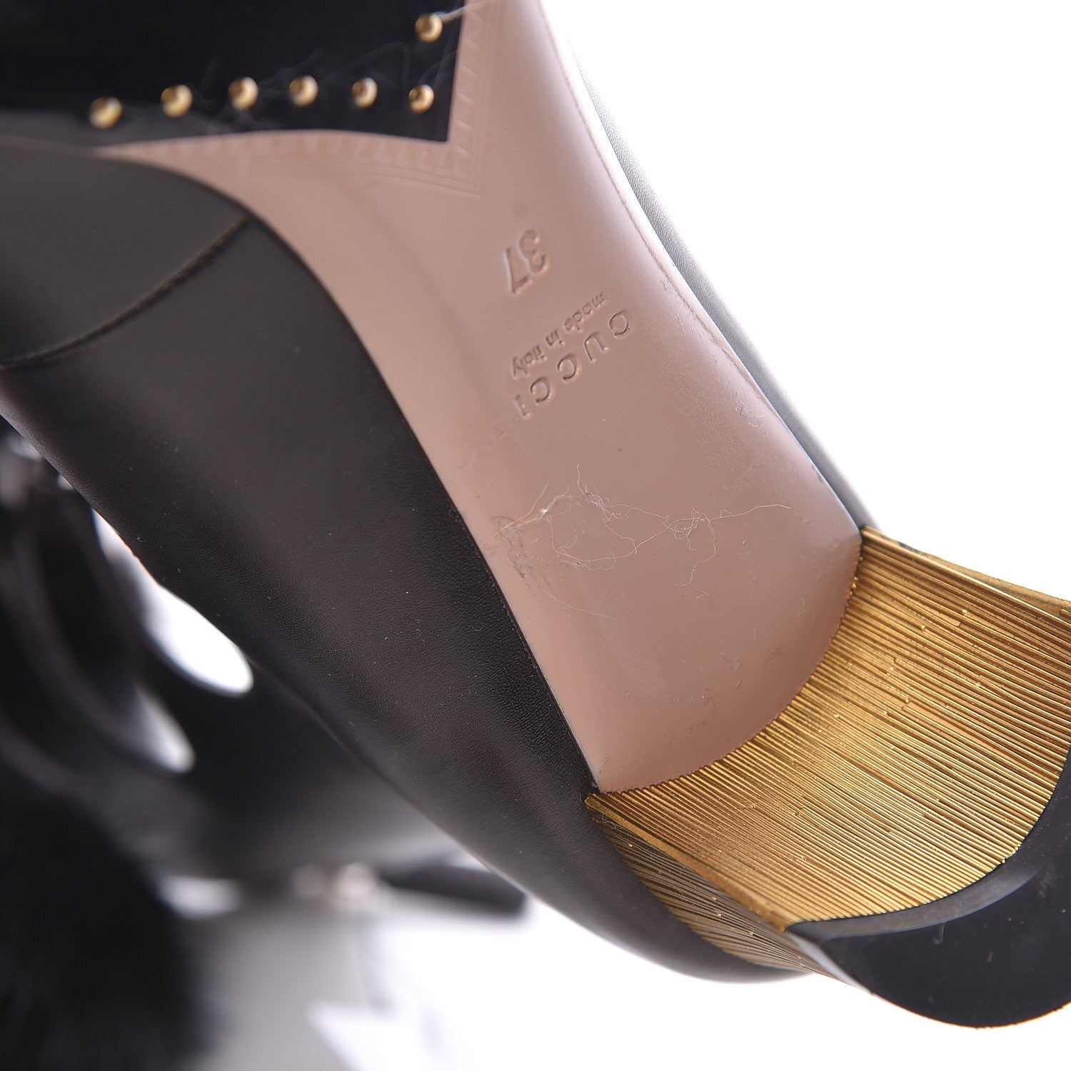 Gucci Calfskin Heloise Lace Up Ankle Boots 37 Black 10 of 11