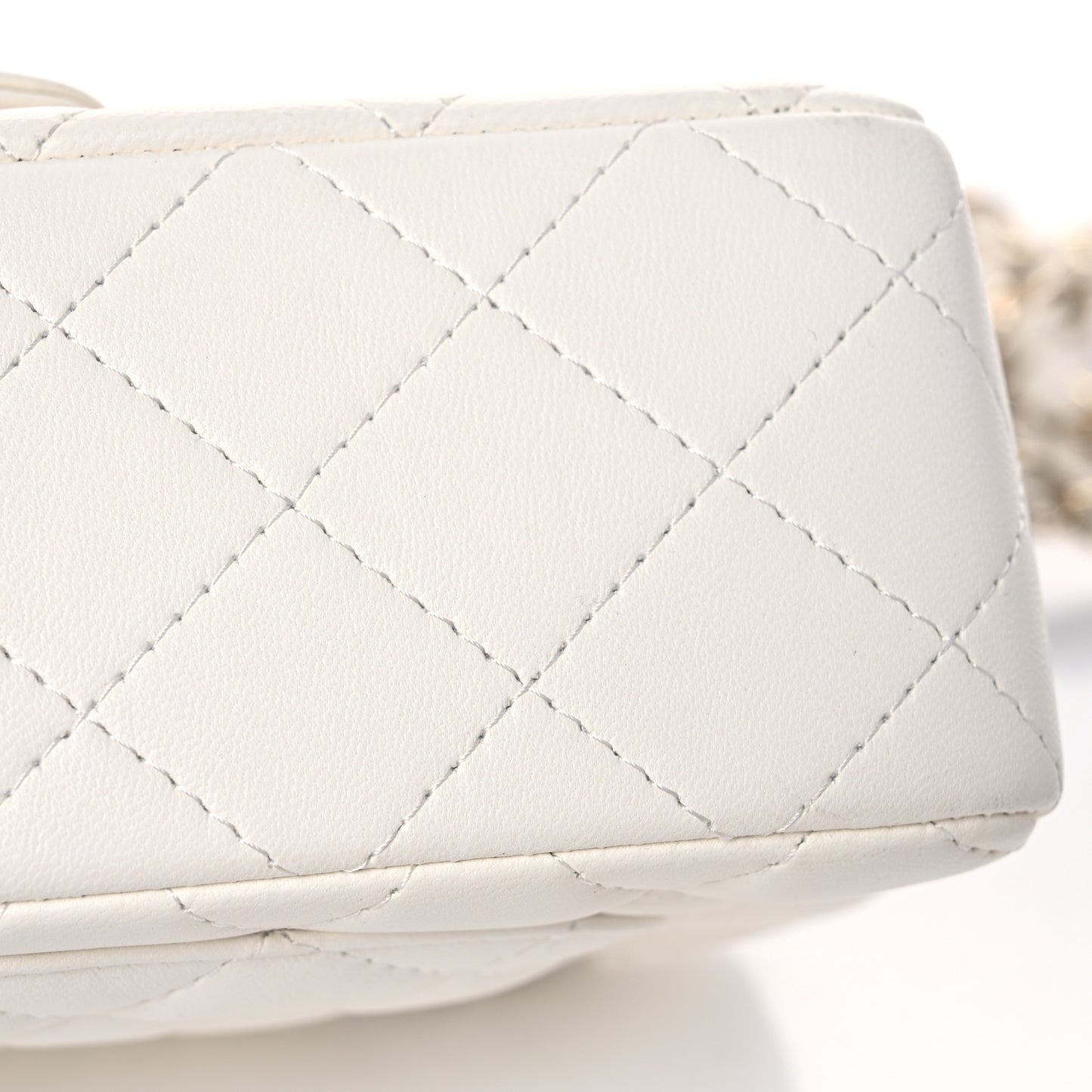 Lambskin Quilted Mini Rectangular Flap White