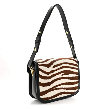 Gucci Pony Hair Zebra Striped Horsebit 1955 Shoulder Bag White Brown Black 3 of 10