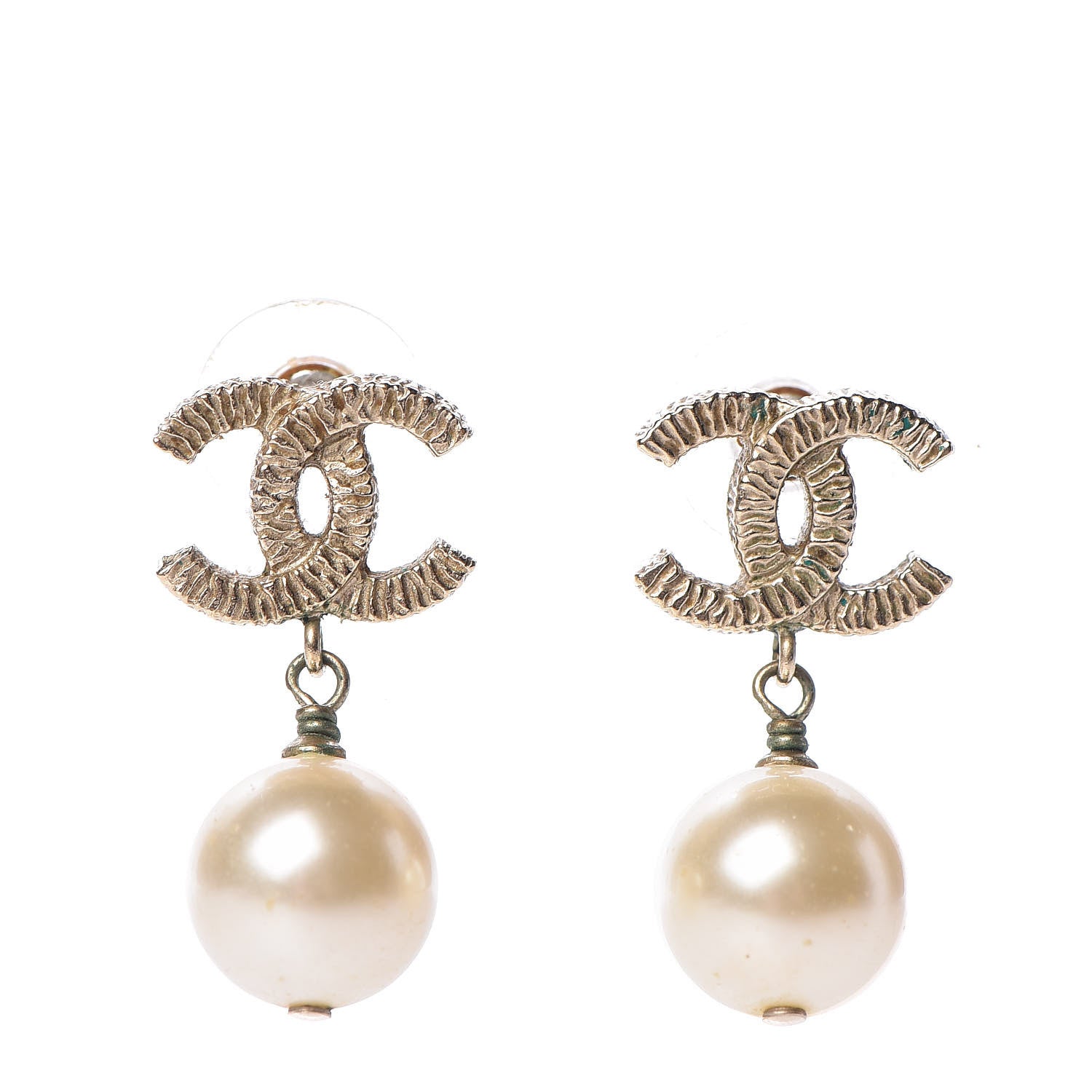 Chanel Pearl CC Drop Earrings Gold 1 of 7