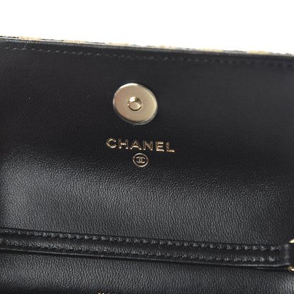 Chanel Raffia Jute Striped Belt Bag Black Beige 8 of 12