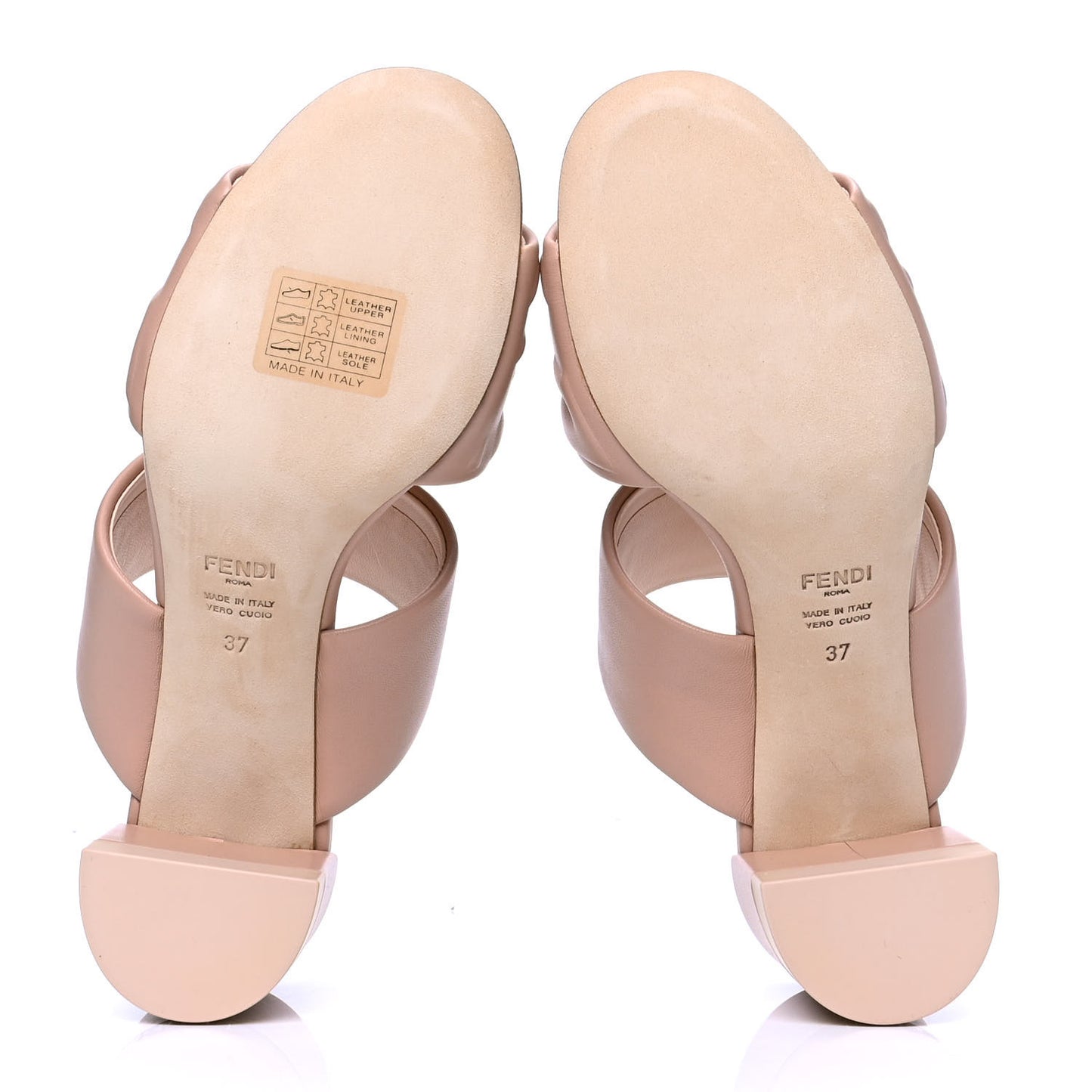 Nappa FF Embossed Slide Sandals 37 Tanskin