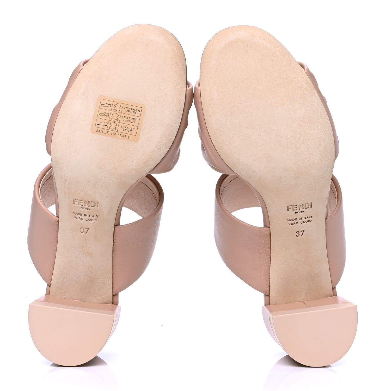 Fendi Nappa FF Embossed Slide Sandals 37 Tanskin 4 of 4