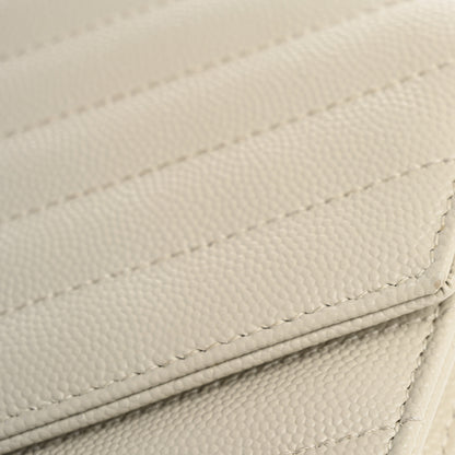 Saint Laurent Grain De Poudre Matelasse Chevron Monogram Envelope Clutch Blanc Vintage 10 of 12