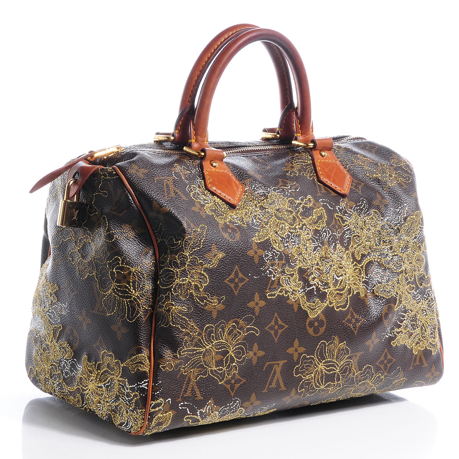 Louis Vuitton Monogram Dentelle Speedy 30 Gold 3 of 9