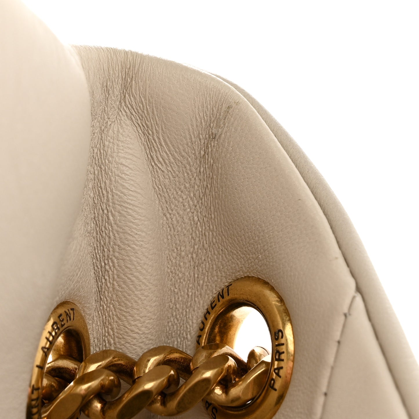 Lambskin Quilted Medium Loulou Puffer Monogram Chain Satchel Crema Soft