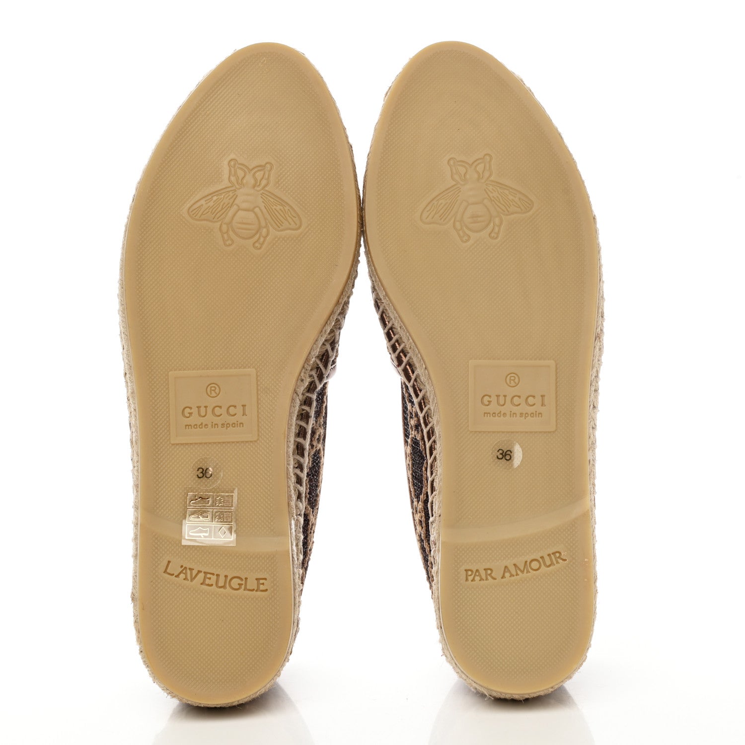 Gucci Lame Nappa GG Monogram Espadrilles 36 Brown Beige Light Bronze 5 of 11