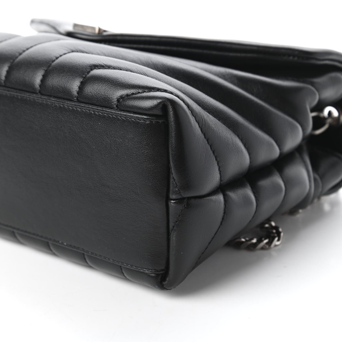 Calfskin Y Quilted Monogram Small Loulou Chain Satchel Black