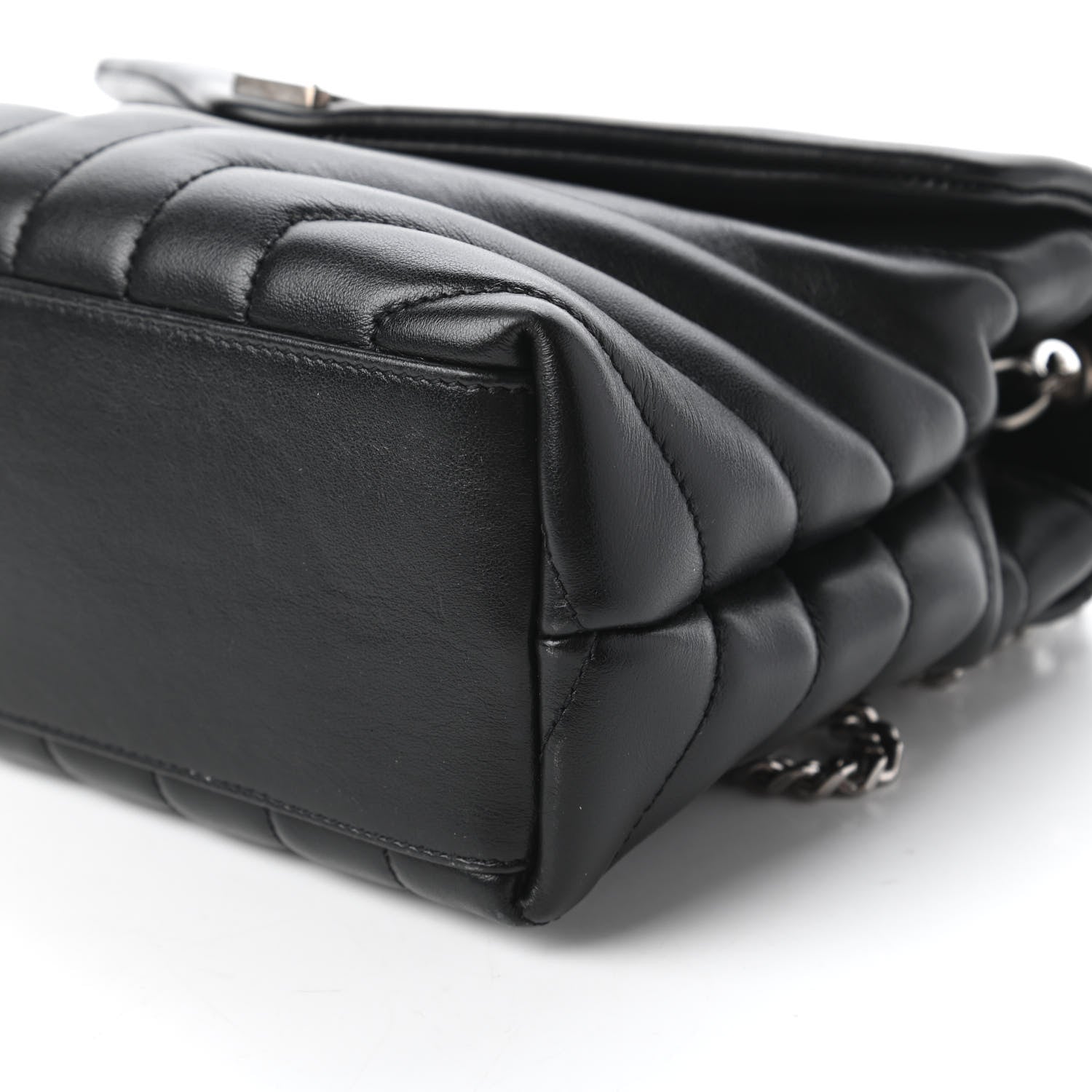 Saint Laurent Calfskin Y Quilted Monogram Small Loulou Chain Satchel Black 7 of 10