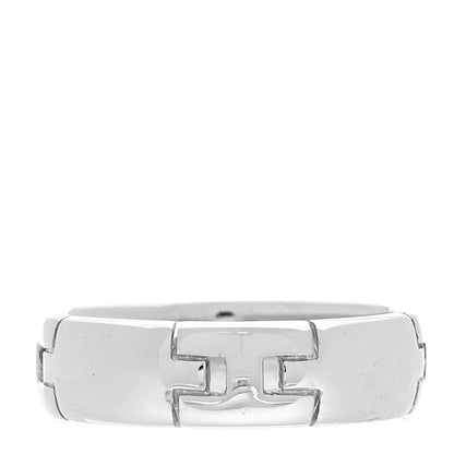 Hermes 18K White Gold Hercules H Ring 52 6 3 of 5