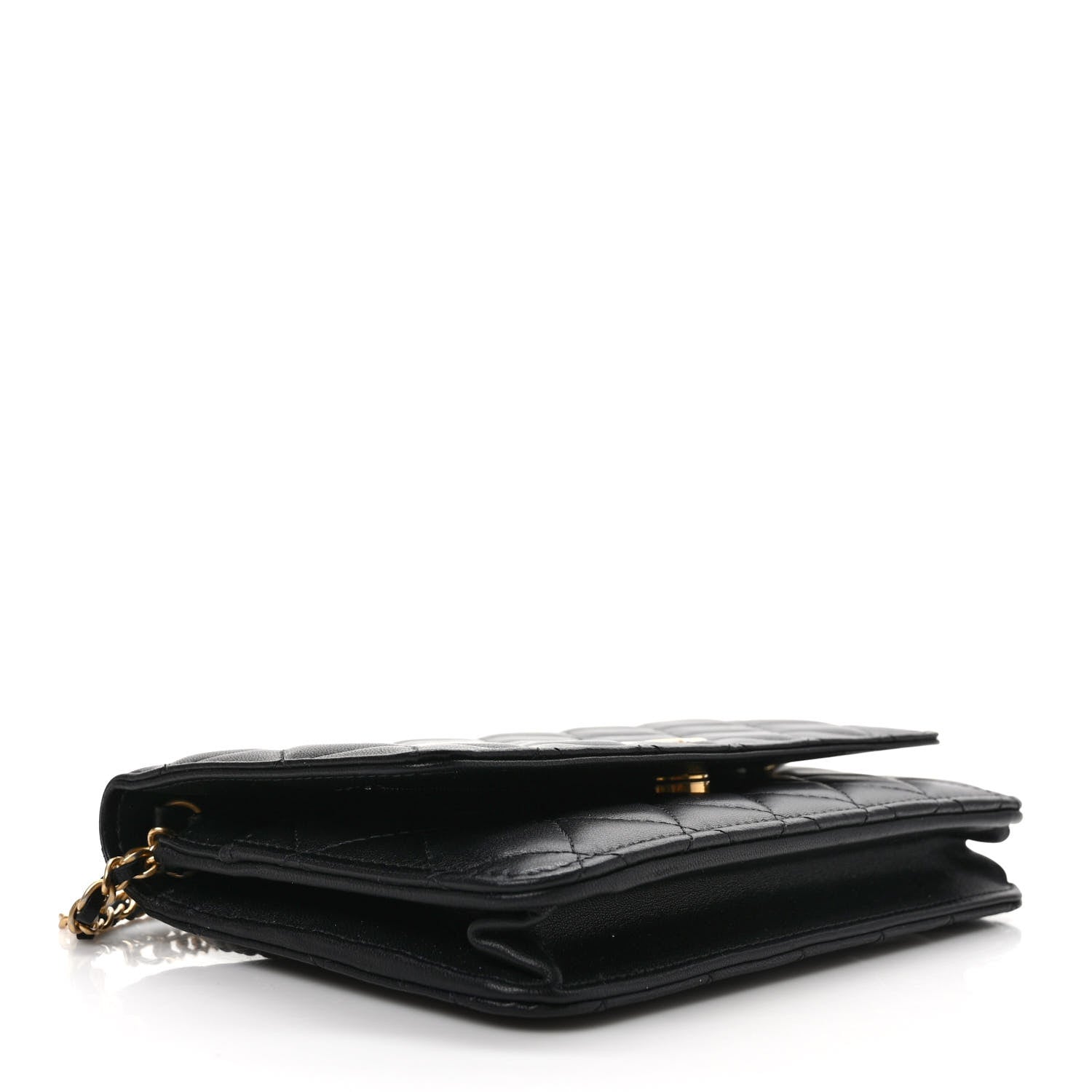 Chanel Lambskin Quilted Enamel Wallet On Chain WOC Black 4 of 10
