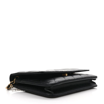 Chanel Lambskin Quilted Enamel Wallet On Chain WOC Black 4 of 10