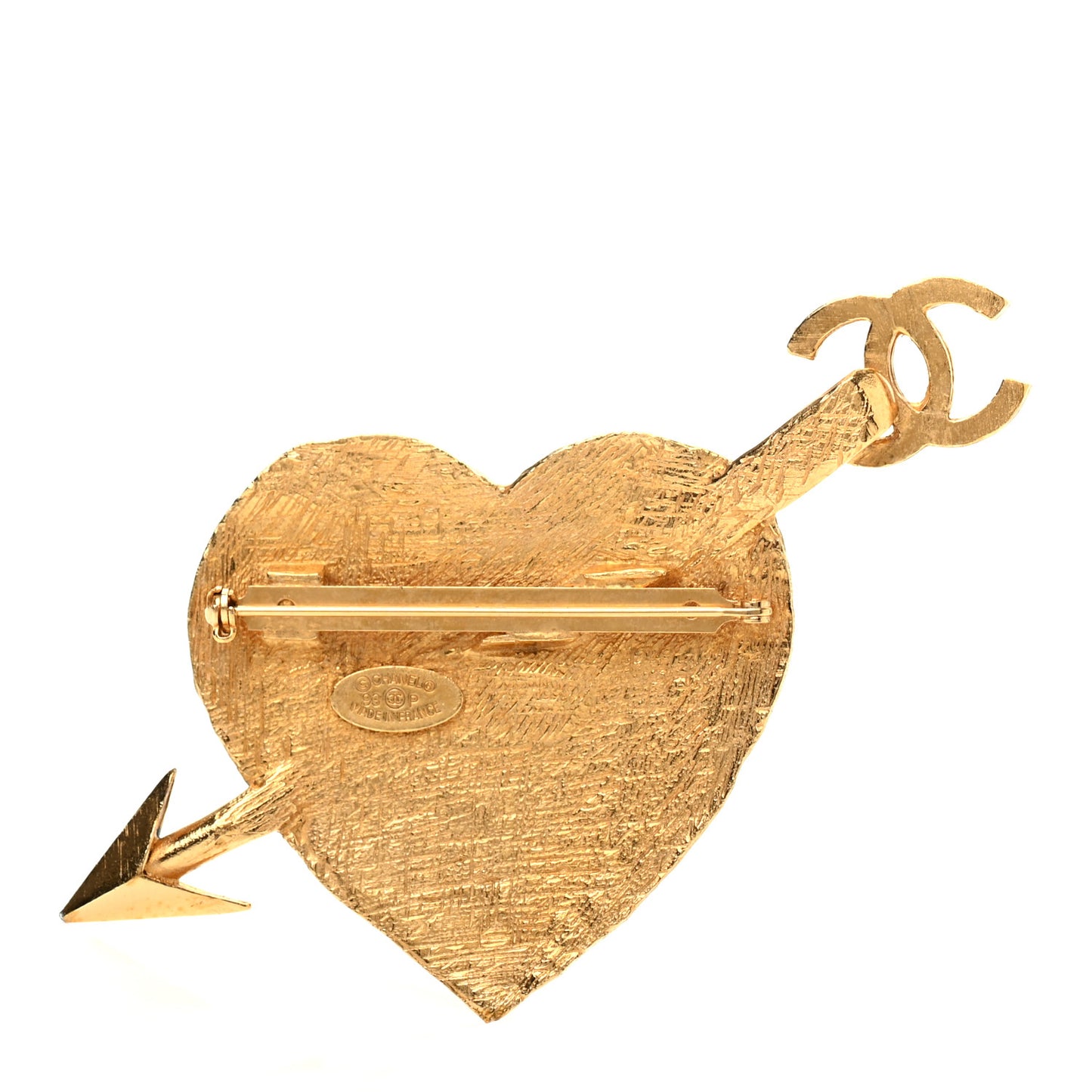 Metal Heart Arrow Cambon Paris Brooch Gold Gold