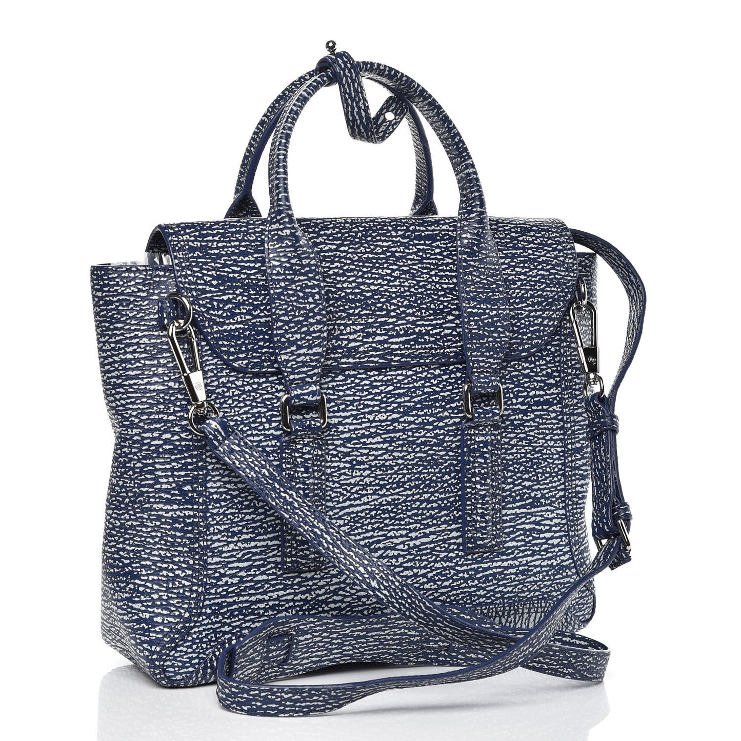 3.1 Textured Calfskin Medium Pashli Satchel Royal Blue