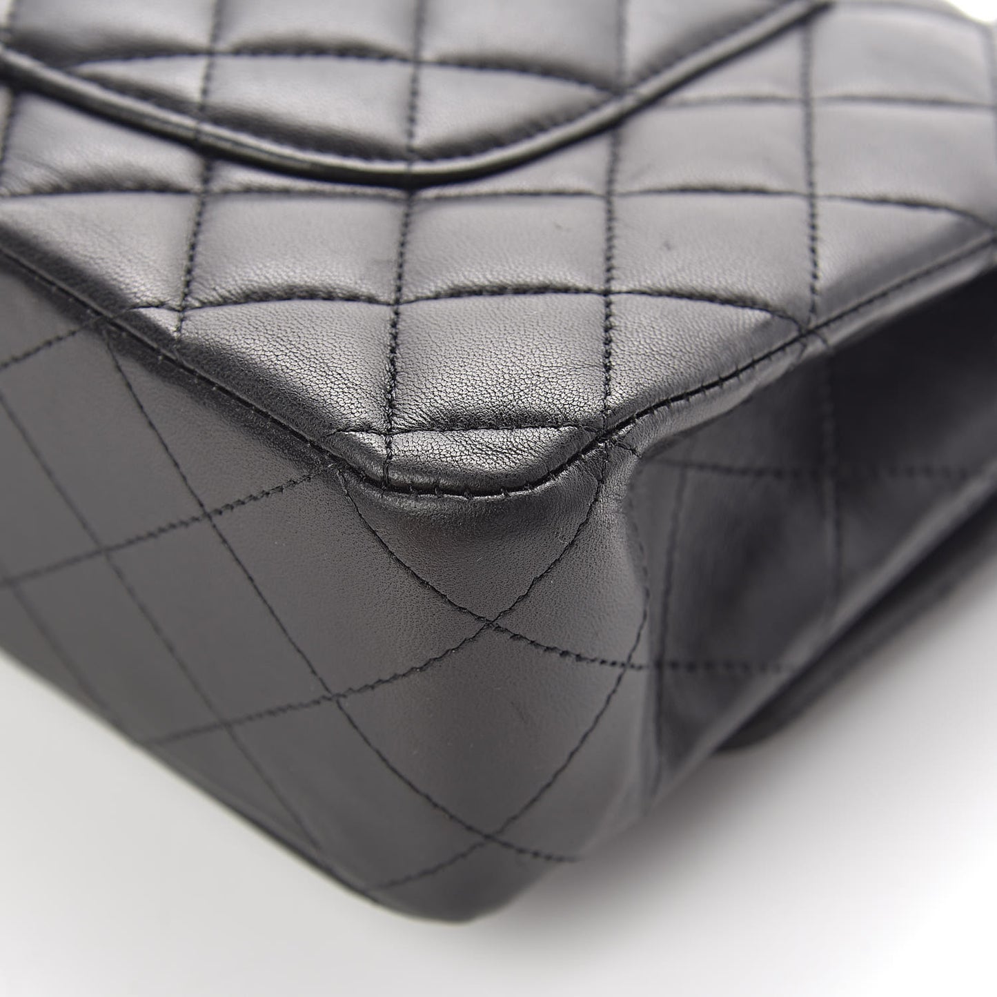 Lambskin Quilted Medium Double Flap Black