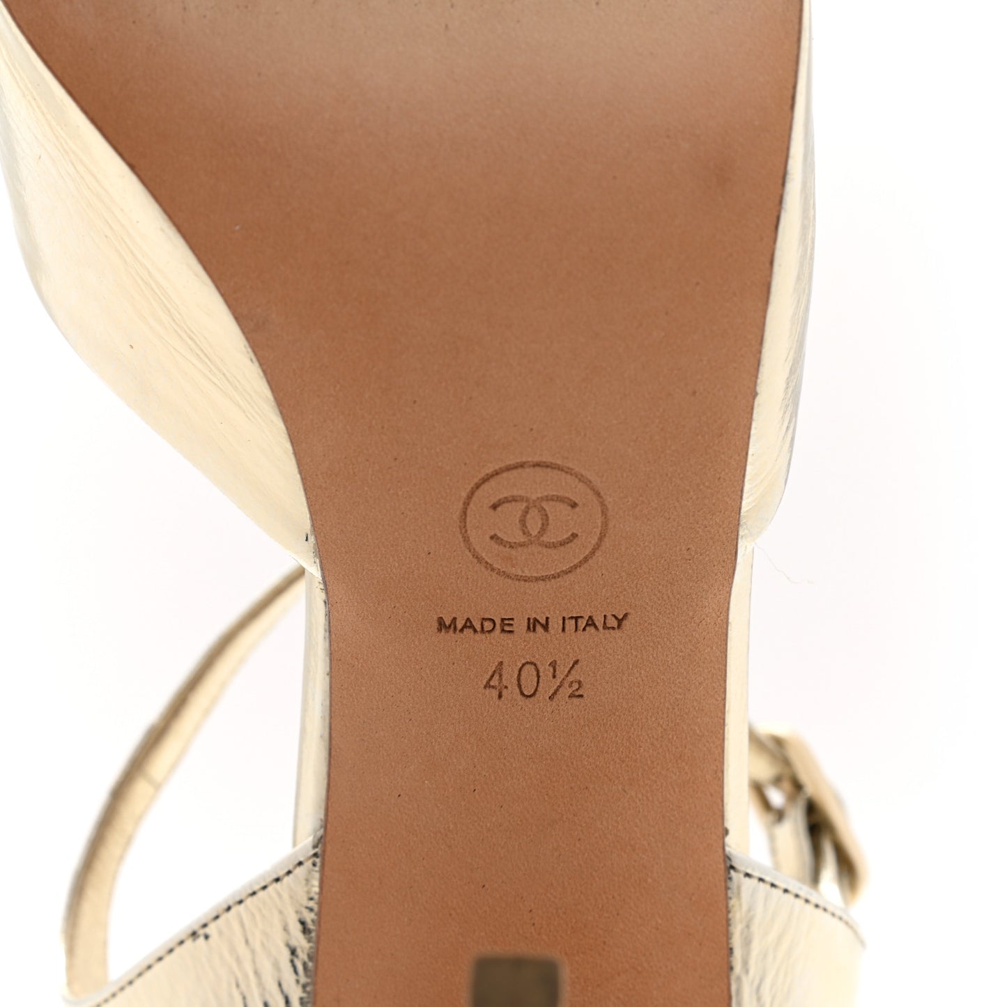 Laminated Lambskin CC Pumps 40.5 Gold