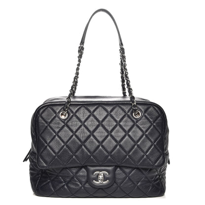Chanel Washed Lambskin Quilted Travel Flap Tote Navy 1 of 8