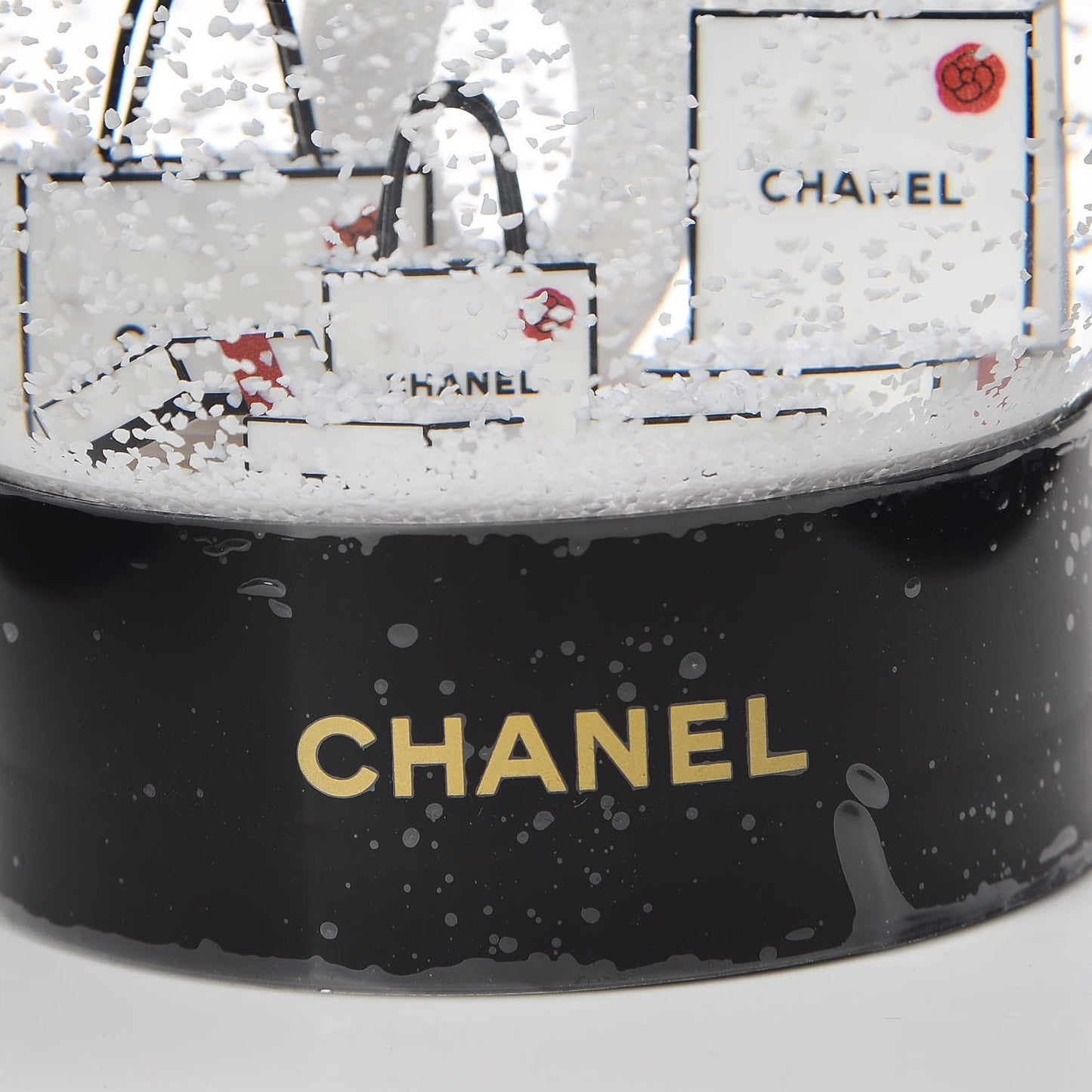 Glass CC Shopping Bag Snow Globe
