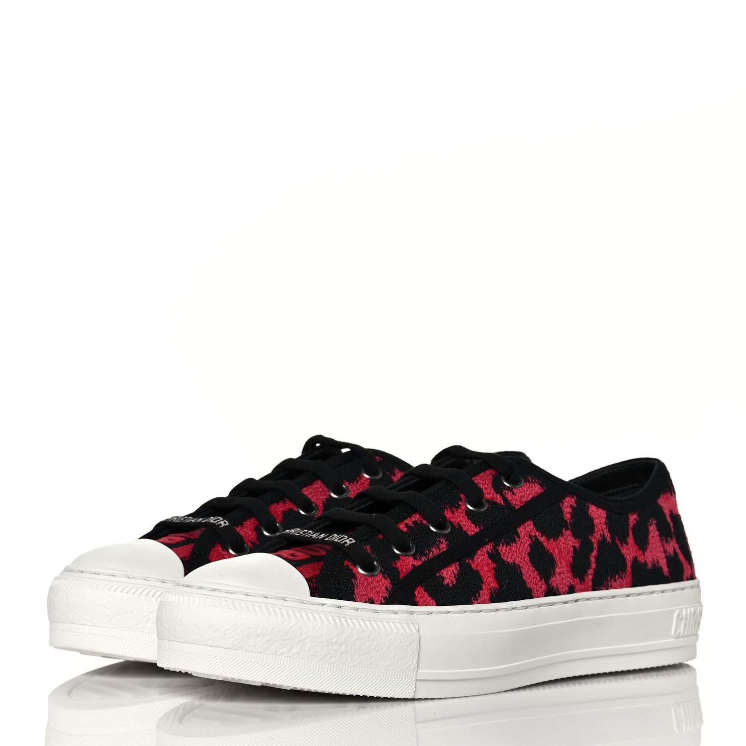 Christian Dior Cotton Mizza Embroidered Walk'N'Dior Low Top Sneakers 36.5 Framboise 3 of 9