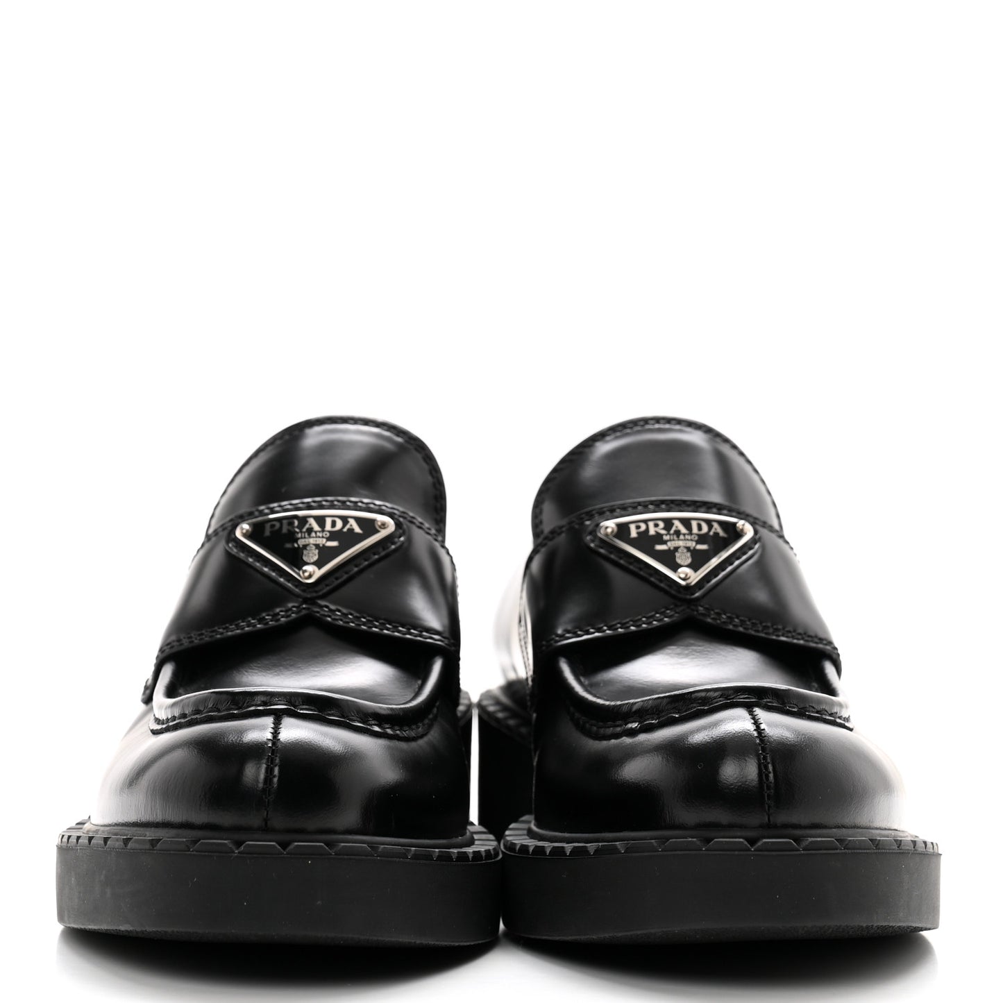 Spazzolato Metal Triangle Logo 50mm Loafers 37 Black