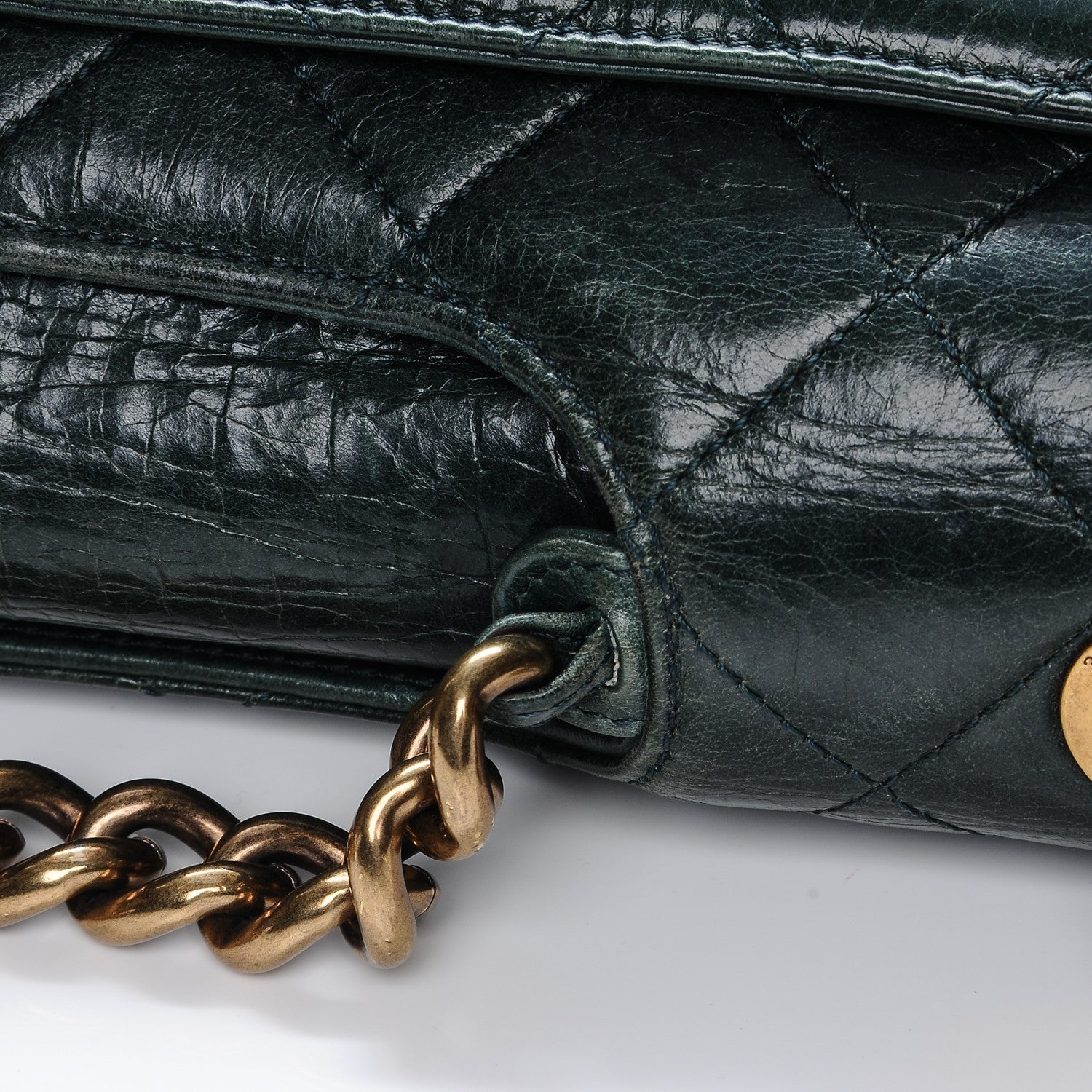 Chanel Glazed Calfskin Quilted Perfect Edge Large Flap Green 6 of 10