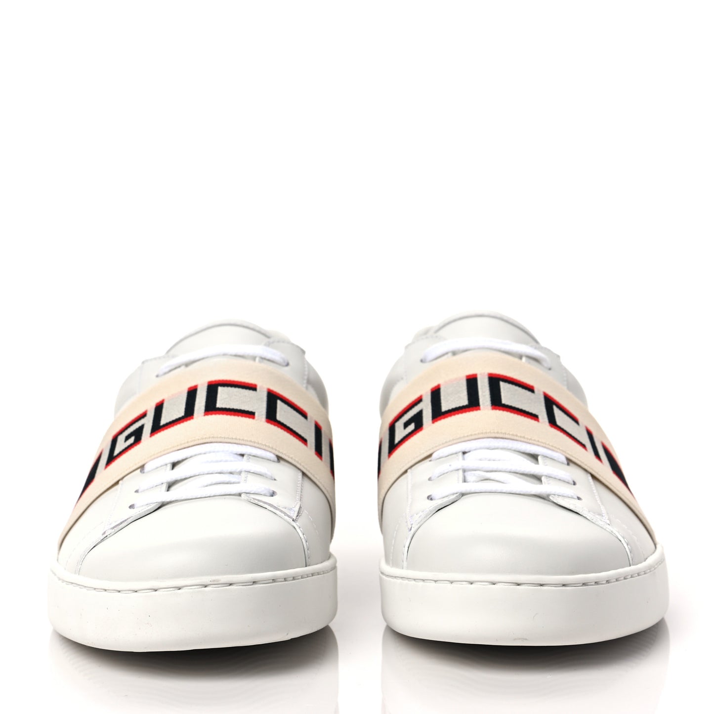 Calfskin Stripe Mens New Ace Sneaker 11 White Ecru Red Flame