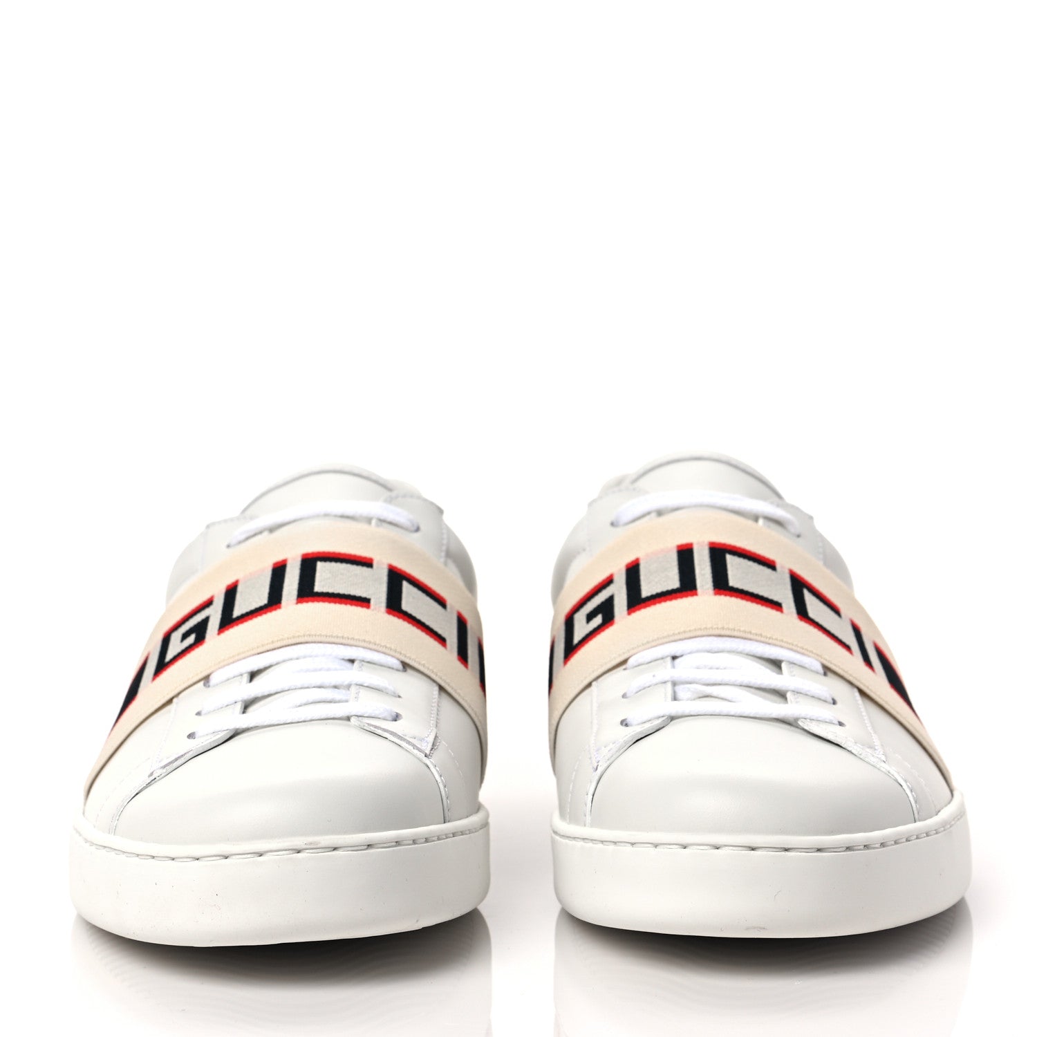 Gucci Calfskin Stripe Mens New Ace Sneaker 11 White Ecru Red Flame 2 of 9