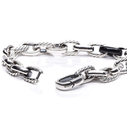 David Yurman Sterling Silver Black Ceramic Chain Link Bracelet 5 of 6