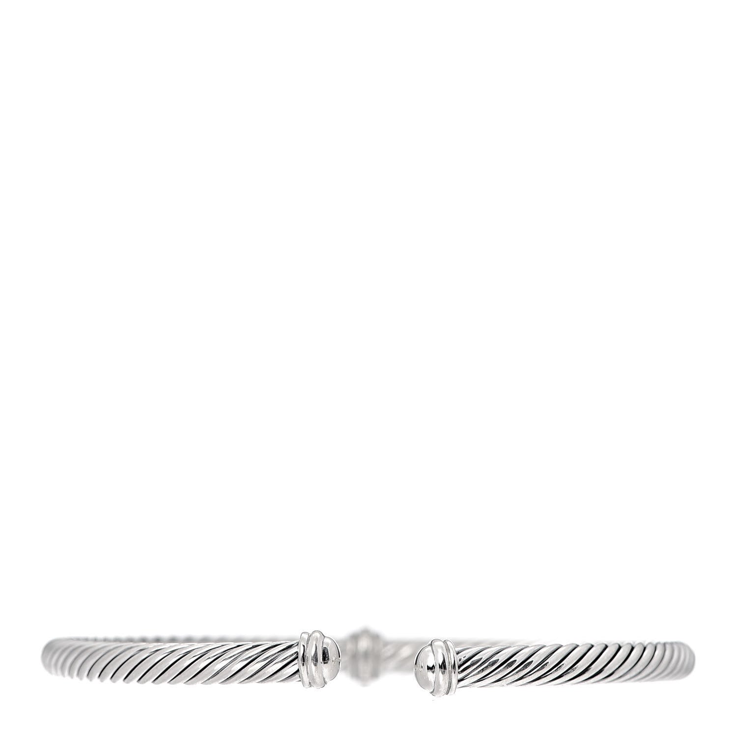 David Yurman Sterling Silver Diamond 4mm Cable Classics Single Station Bracelet 3 of 5