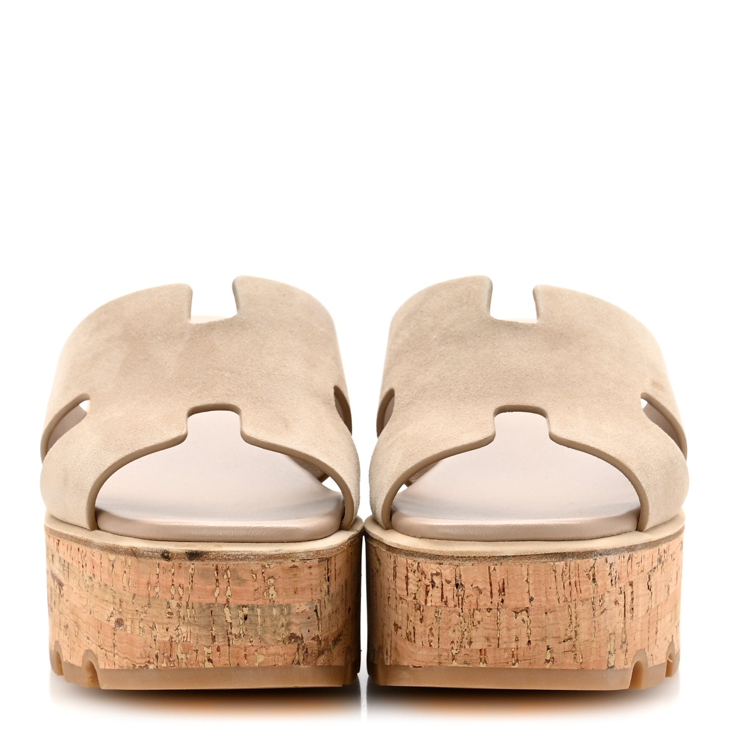 Hermes Suede Goatskin Cork Eze 30 Sandals 37 Beige Argile 3 of 11