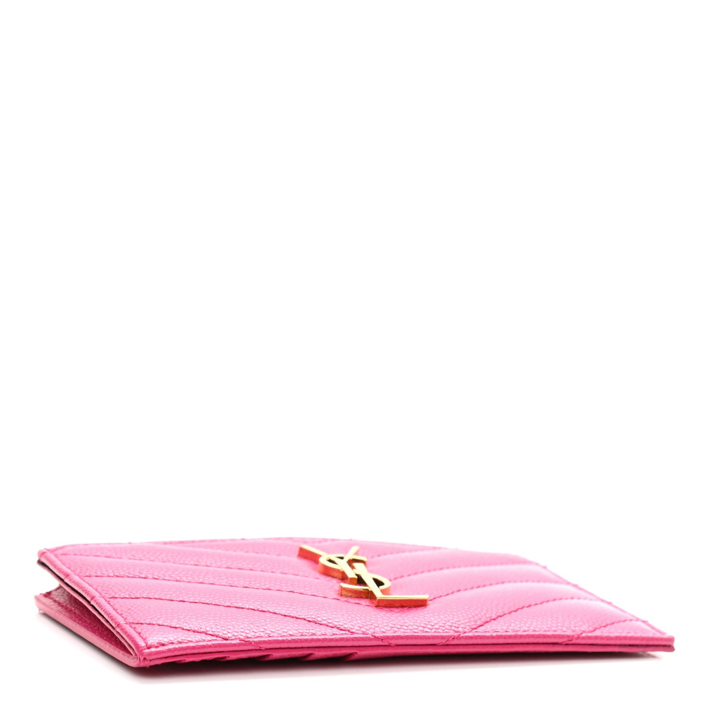 Grain De Poudre Matelasse Chevron Monogram Fragments Zippered Card Case Fresh Fuxia
