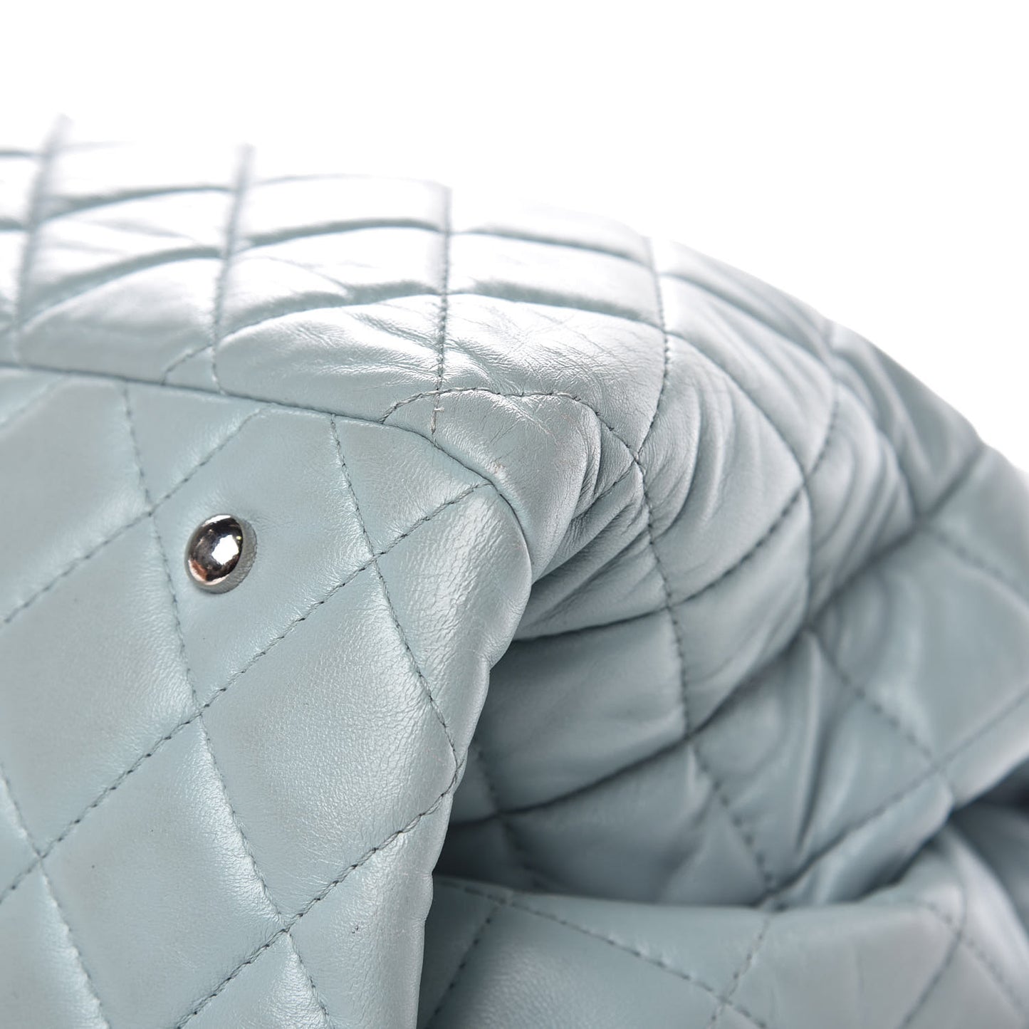 Lambskin Quilted Daily Shopping Tote Light Blue
