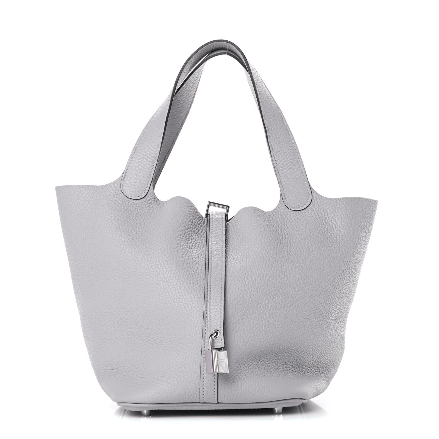 Hermes Taurillon Clemence Picotin Lock 22 MM Bleu Glacier 1 of 12