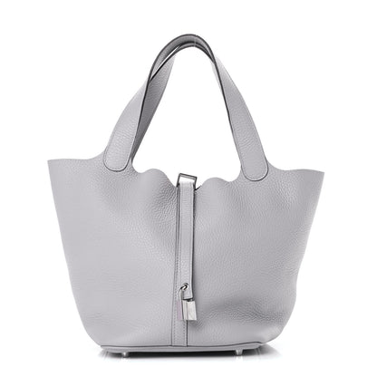 Hermes Taurillon Clemence Picotin Lock 22 MM Bleu Glacier 1 of 12